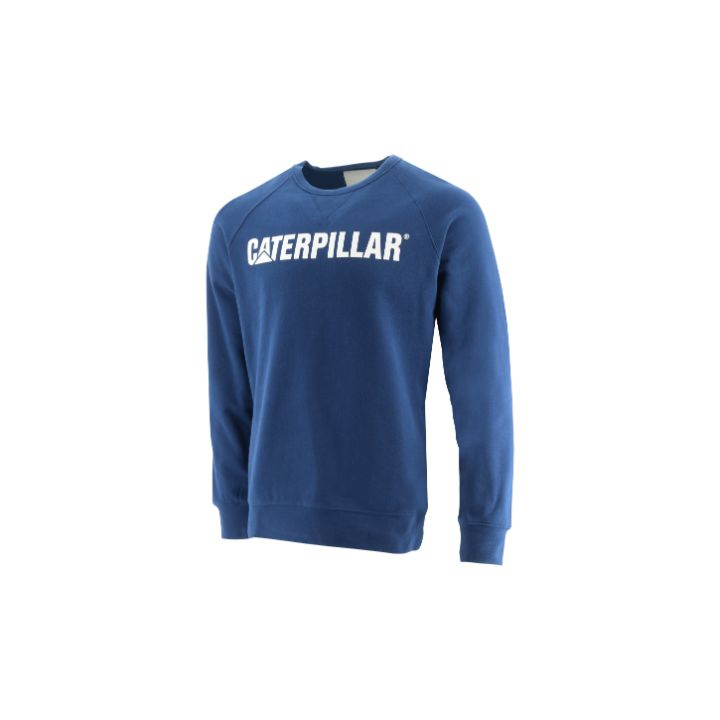 Caterpillar Clothing South Africa - Cat Men's Foundation Crewneck Sweatshirts Blue MX6427308